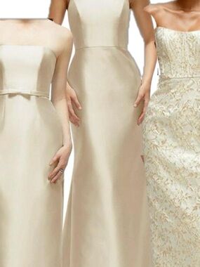 Strapless Cream Satin Evening Gown - Classic Formal Dress